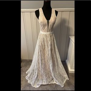 White lace Boohoo Maxi Dress